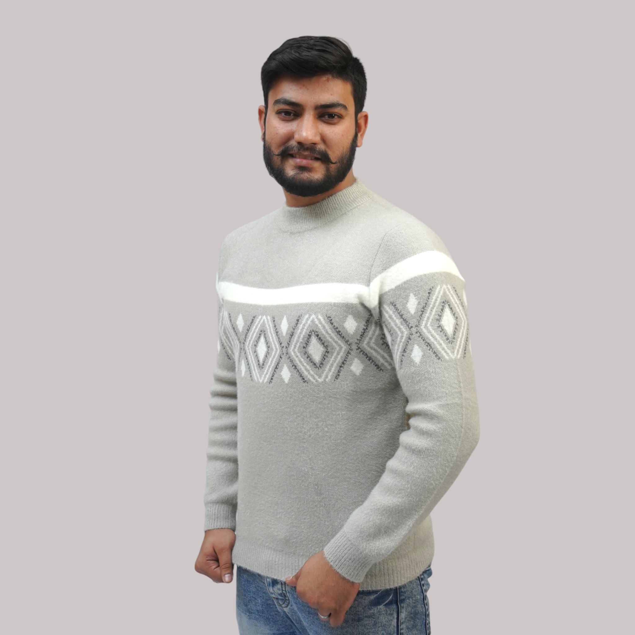 Rabbit Wool Sweat Shirt Crew Neck